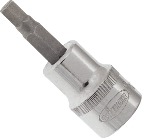 VIGOR-schroevendraaierbit, hol vierkant 10 mm (3/8 inch), binnenzeskantprofiel, 5 mm, lengte: 49 mm, voor handbediening, V2283N