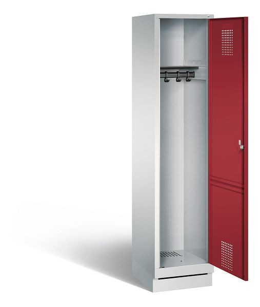 C+P Evolo locker, H1800xW420xD500mm, kleur: lichtgrijs/robijnrood, 48020-12 S10028