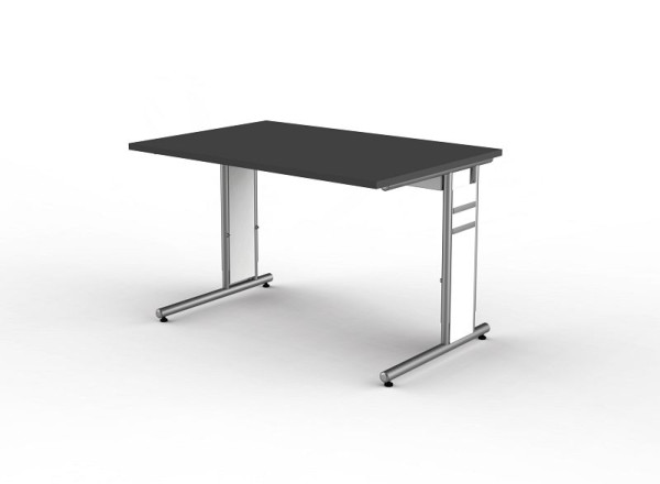 Kerkmann bureau met C-pootframe, vorm 4, B 1200 x D 800 x H 680-820 mm, antraciet, 11411513