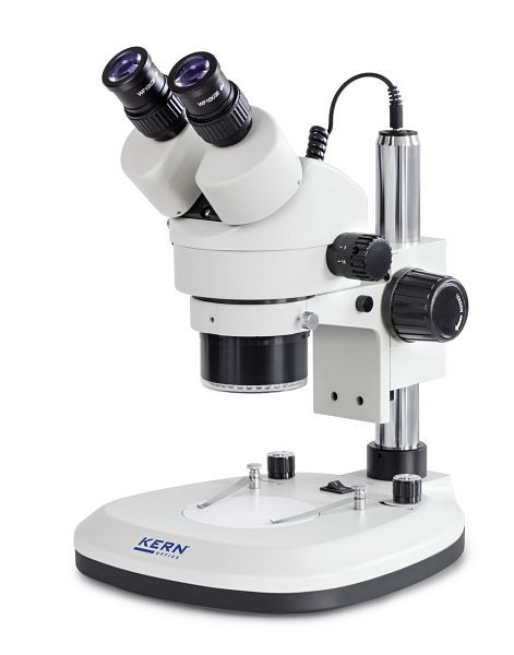 KERN Optics stereozoommicroscoop met ringverlichting, Greenough 0,7 x - 4,5 x, verrekijker, oculair HWF 10x / Ø 20 mm, OZL 465