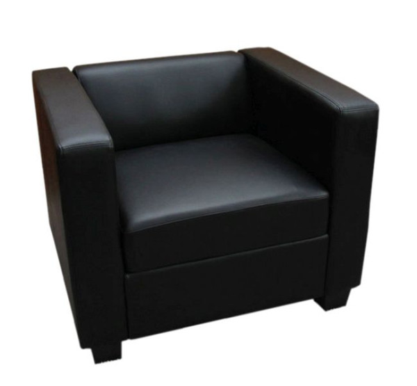 Mendler fauteuil loungestoel Lille, imitatieleer, zwart, 14202+14240