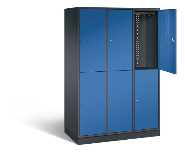 C+P locker dubbellaags XL Intro, H1950xW1220xD590mm, kleur: zwartgrijs / gentiaanblauw, 8270-303 S10045