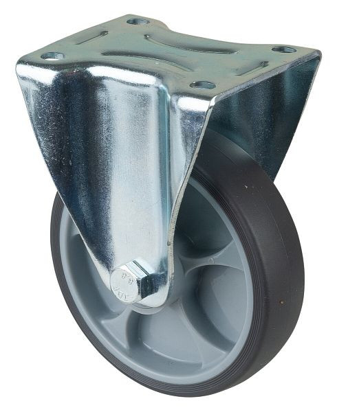 BS rollen transportrol, vaste rol, breedte 32 mm, Ø125 mm, tot 120 kg, banden thermoplast grijs, kunststof, rollager, plaat, LS410.B44.126