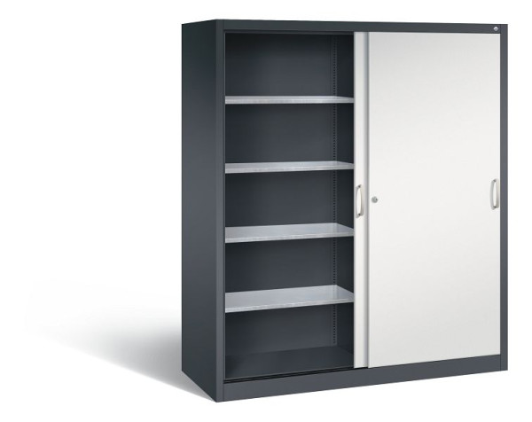 C+P schuifdeurkast Acurado, H1950xB1600xD600mm, kleur: zwartgrijs/lichtgrijs, beugelgreep, 2169-00 S10170