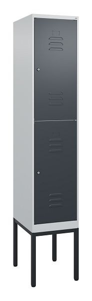 C+P dubbeldekskast Classic PLUS, frame, 2120x400x500mm, 7035/7016, cilindersloten, 0803307-12 S10023