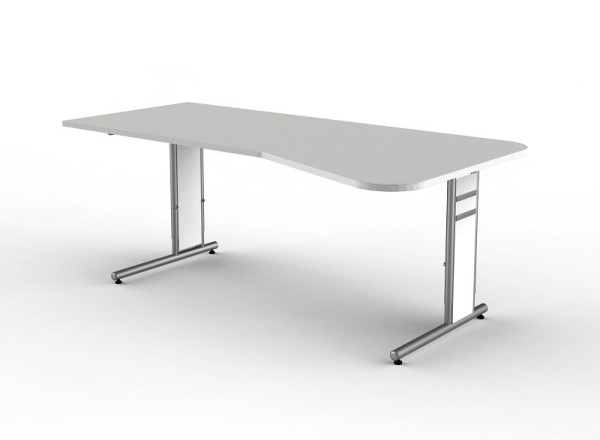 Kerkmann vrijevormtafel met C-voetframe, vorm 4, B 1950 x D 800/1000 x H 680-820 mm, lichtgrijs, 114109.1