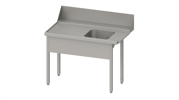 Stalgast Zulauftisch "Pro", Korbführung mit Gefälle, mit 1 Becken 1700x750x880mm, Anbauseite links, Aufkantung, Beckenblende, verschweißt, VZL17713LA