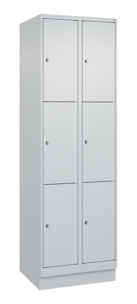 C+P lockerkast Classic PLUS, onderstel, 2 vakken met elk 3 vakken, 1950x600x500mm, 7035/7035, 080020-203 S10009