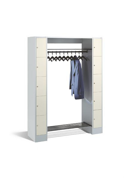 C+P open kledingkast serie 8070, H1950xB1430xD480mm, kleur: lichtgrijs / parelwit, 80710-00 S10077