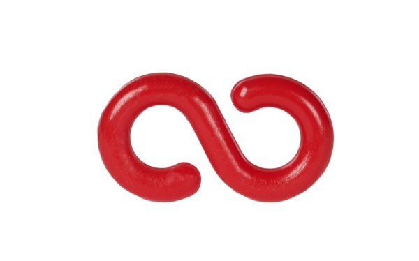 SW stalen S-haak, 8mm, rood, 07324L