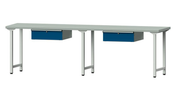 ANKE werkbanken werktafel, model 93, 2800 x 700 x 840 mm, RAL 7035/5010, ZBP 40 mm, 400.428