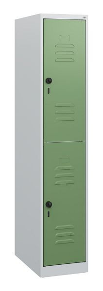 C+P Doppelstöckiger Spind Classic PLUS, 1530x300x500mm, 7035/6011, Drehriegel, 0803005-10 S10006