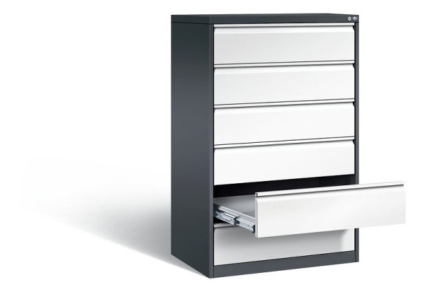 C+P archiefkast Acurado, H1357xB787xD590mm, kleur: zwartgrijs / verkeerswit, handgreep, 12936-323 S10084