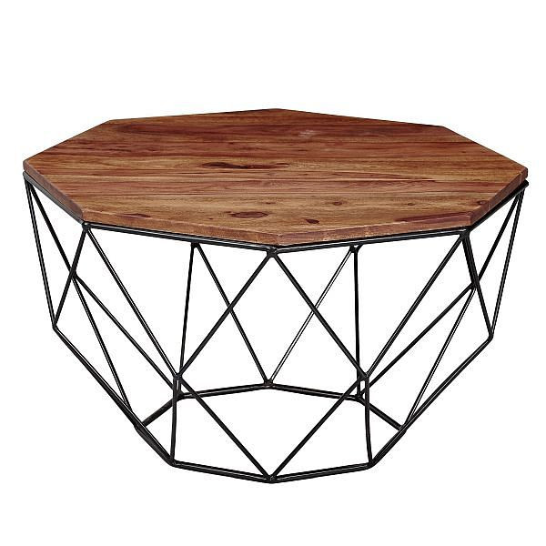 Wohnling salontafel Sheesham massief hout / metaal 66 x 40 x 66 cm, WL6.169