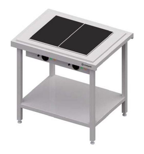 Stalgast warm serveren met een glaskeramische kookplaat 3x GN1/1, 1245x735x880, RVS deksel, CF12108