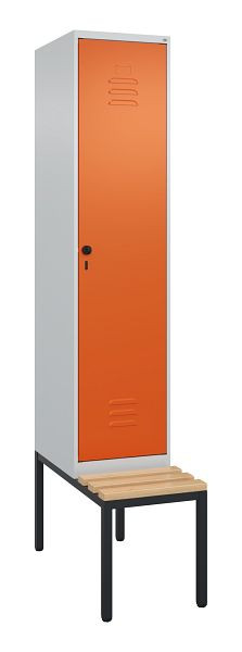 C+P luierkastje Classic PLUS met middenwand, bank, 2120x400x815mm, 7035/2004, draaigrendel, beuken zitlat, 0800507-12F S10119