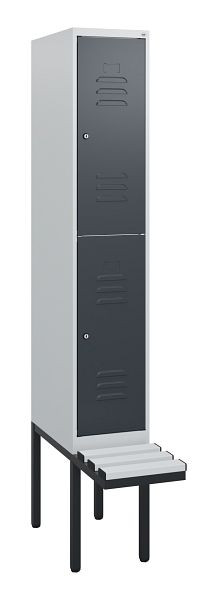 C+P dubbeldekskast Classic PLUS, 1950x300x815mm, 7035/7016, cilindersloten, met basisframe en zwevende zitting, 0803405-10 S10083