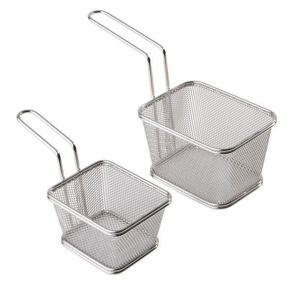 APS serveerfrituurmand, 10 x 8,5 cm, hoogte: 6,5 cm, RVS, handvat 9 cm, -SNACKHOLDER-, 40620