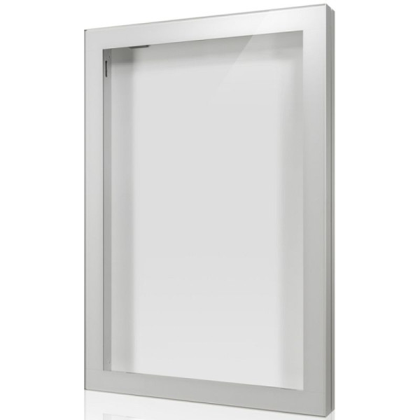 Stone HGS vitrine -Infomedia CL- met veiligheidsslot, groen, zilver geanodiseerd, 90mm/70mm, passepartout gelakt in RAL 7035, afmetingen (B x H): 850 x 1240 mm, 21142-01011