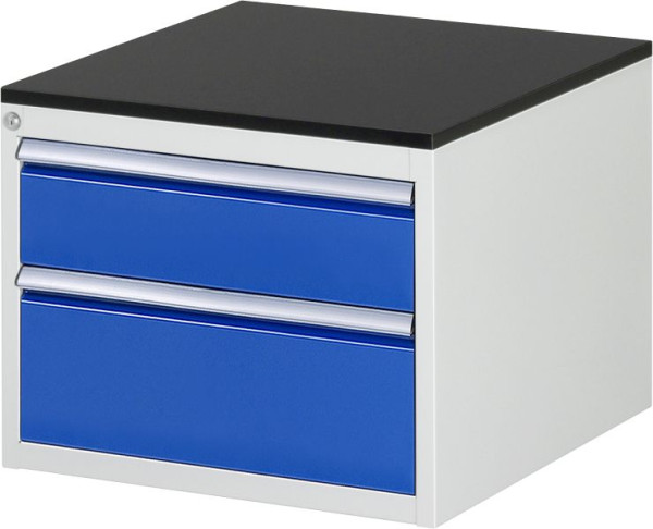 RAU ladekast serie 7000, B580 x D650 x H460 mm, 2 x lade afmeting L 1xH150, 1xH210 mm, werkblad met melamineharscoating, 03-L2.11A-M.11