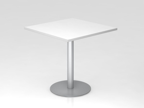 Hammerbacher vergadertafel 80x80cm wit/zilver, zilver frame, VSTF88/W/S