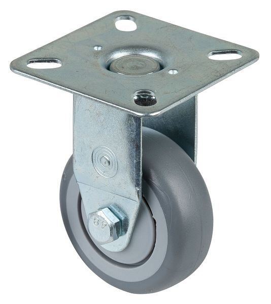 BS rollen apparatenrol, plaat, wielbreedte 20 mm, wiel-Ø 50 mm, draagvermogen 50 kg, grijs rubberen loopvlak, kogellager, VE = 8 stuks, A310.A85.050