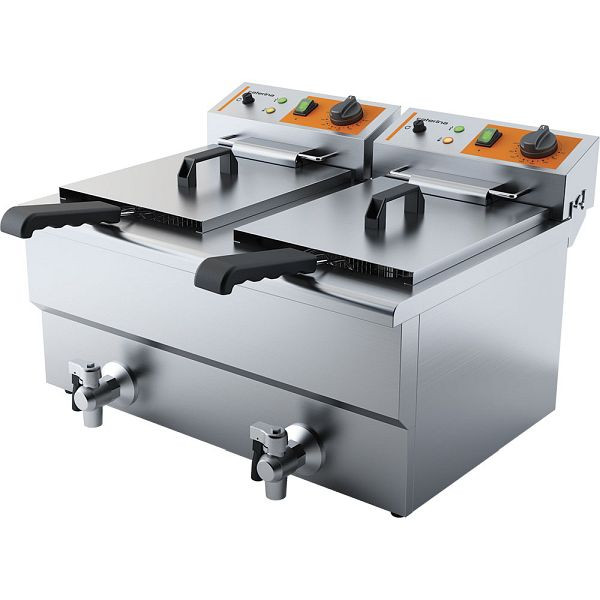 Caterina dubbele friteuse, 2x 8 liter, met aftapkraan 610x510x390 mm (BxDxH), 2x 3 kW 230V, CA2204080