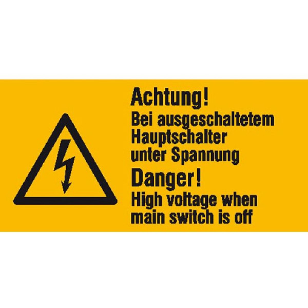Stone HGS elektrisch markering/waarschuwingscombinatiebord, opgelet! Met de hoofdschakelaar uitgeschakeld..., 2 talen, 30.0605