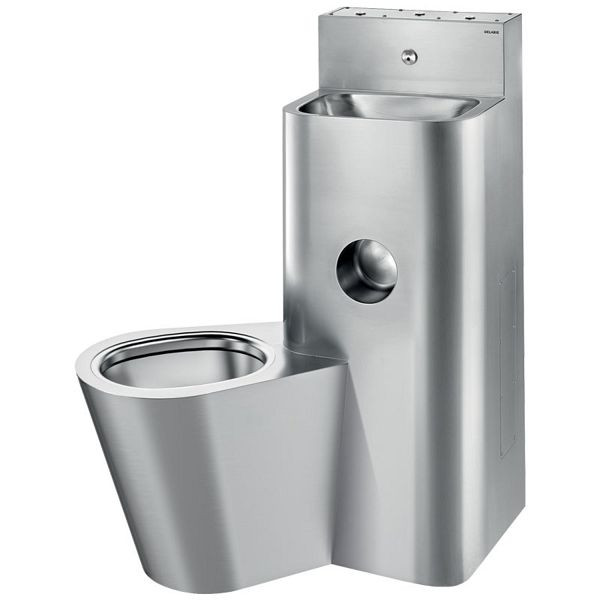 KEMMLIT WC-combinatie KOMPACT TW/TWW - met wastafel en staand toilet, roestvrij staal 1.4301 zijdeglans, 252.689