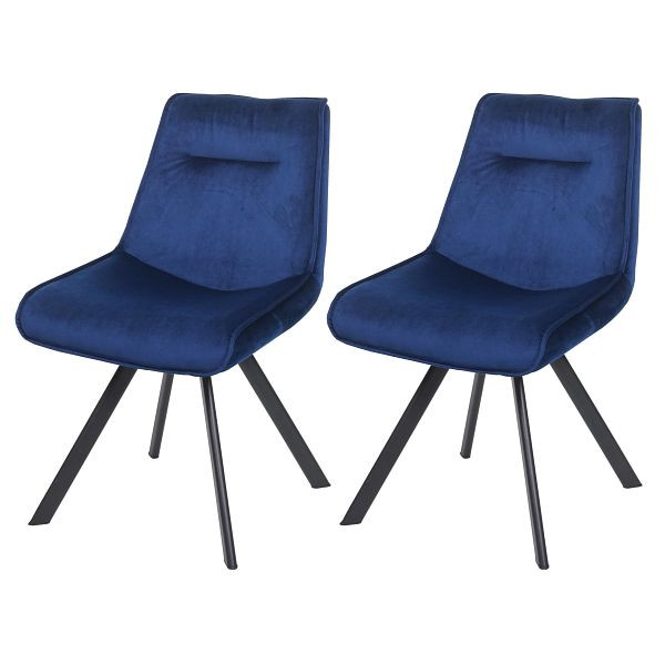 Mendler HWC-K24 set van 2 eetkamerstoelen, gestoffeerde keukenstoelen, fauteuils, metaal fluweel, blauw, 89597