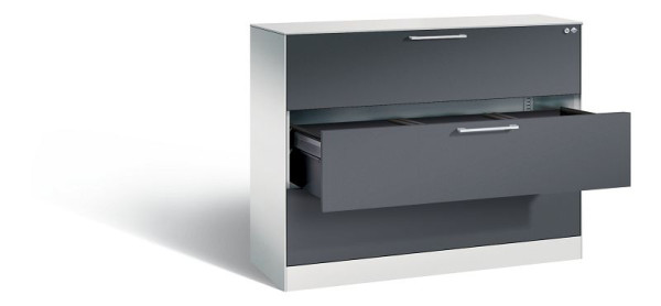 C+P hangarchiefkast Asisto, H1010xB1200xD435mm, kleur: lichtgrijs/zwartgrijs, beugelgreep, 146041-313 S10143