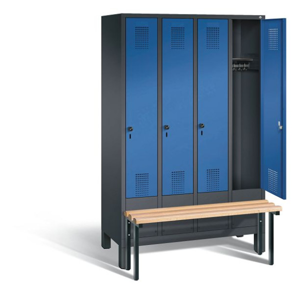 C+P garderobe Evolo, H1850xW1190xD815mm, kleur: zwartgrijs / gentiaanblauw, 48030-40 S10184