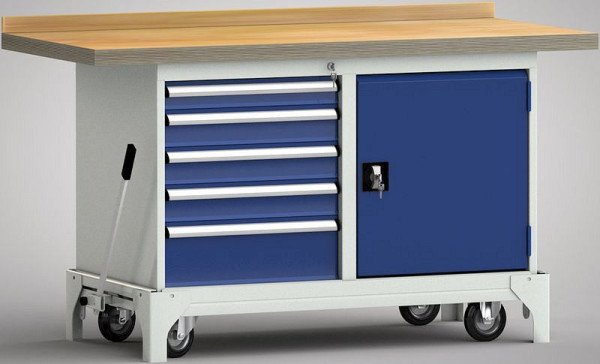 KLW mobiele standaard werkbank - 1500 x 700 x 866 mm L x B x H, WS782N-1500M40-E7021