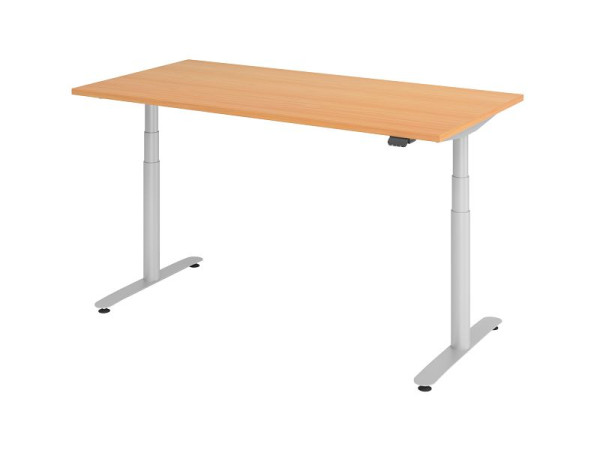 Hammerbacher zit-sta bureau elektrisch 160x80cm beuken/zilver, VXDLR16/6/S