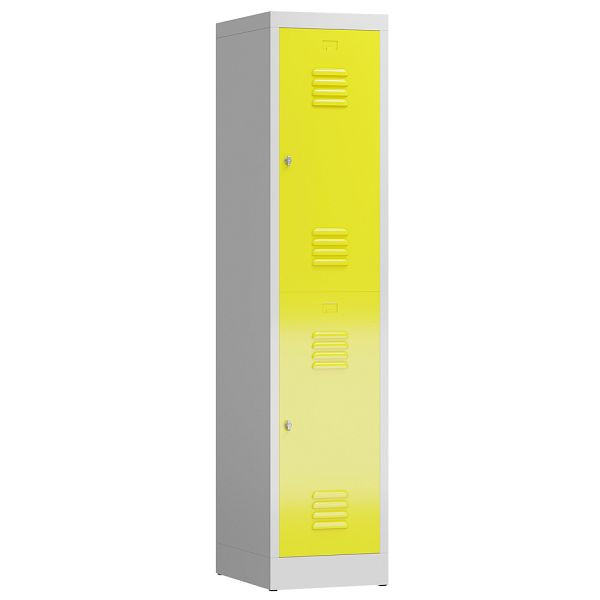 Lüllmann ClassiX kledingkast, 1 vak, dubbeldekker, 1800 x 415 x 500 mm, lichtgrijs/zinkgeel, X-523216