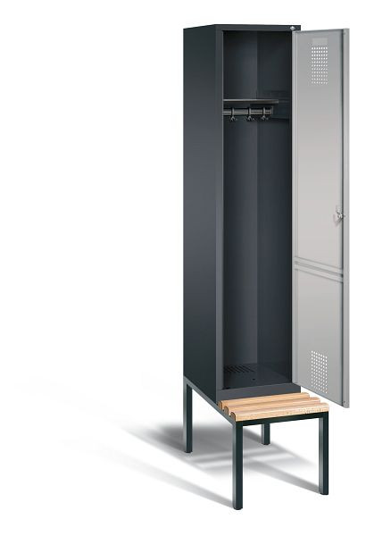 C+P Evolo garderobe, H2090xW420xD815mm, kleur: zwart-grijs/wit aluminium, 48050-12 S10050