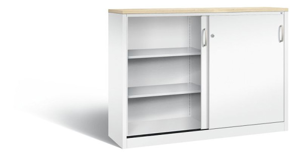 C+P dressoir met schuifdeuren Acurado, H1200xB1600xD400mm, kleur: verkeerswit, beugelgreep, 3 niveaus, 2147-1200 S10423