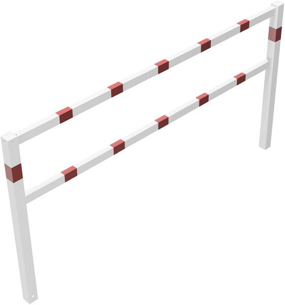 Schake wegversperringen, vast, gelast met boven- en knierails, thermisch verzinkt en wit gecoat, totale breedte: 2500 mm, 4016_25B