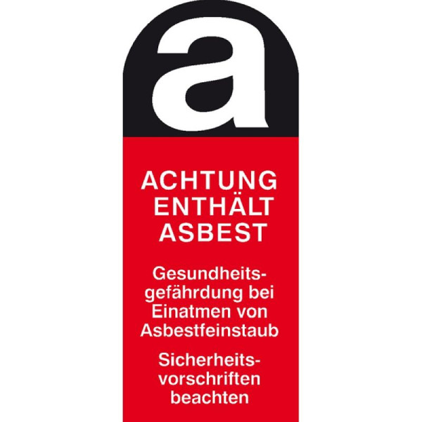 Stein HGS HGS etikettering/waarschuwingsbord voor gevaarlijke stoffen asbest fijn stof, 40 x 95 mm / folie, zelfklevend, enkel etiket, 21.3563