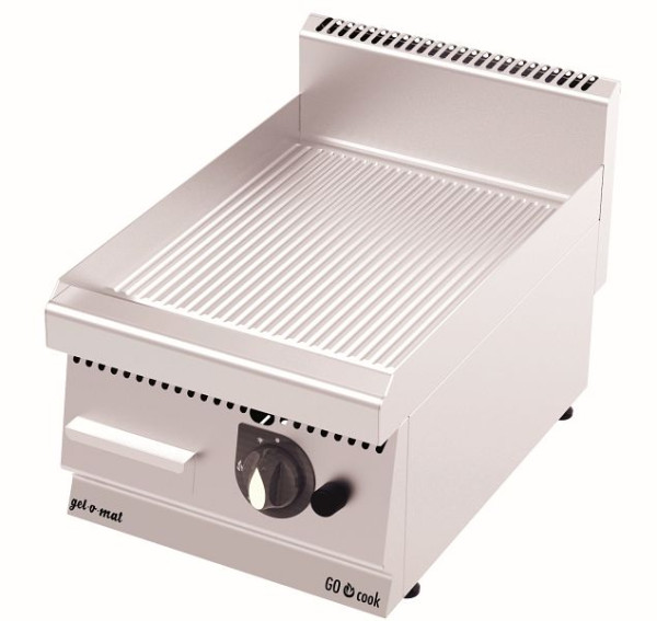 gel-o-mat Gas Griddle-Platte Edelstahl Gerillt, GO Cook 600, 4,6 kW Gas, GG4060G