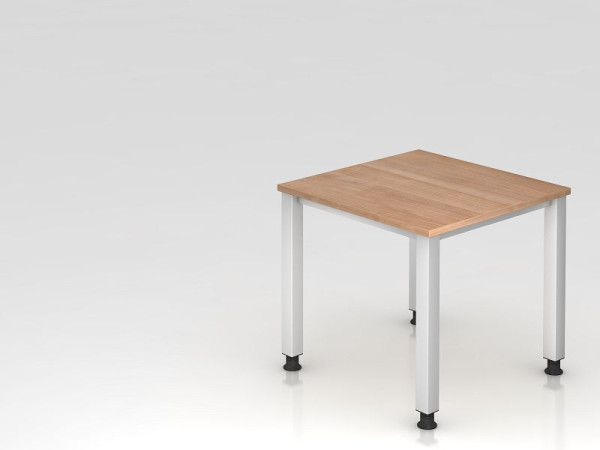 Hammerbacher bureau 4-poots vierkant 80x80cm walnoot, rechthoekige vorm, VQS08/N/S