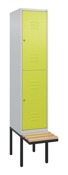 C+P dubbeldekkerkast Classic PLUS, 2120x400x815mm, 7035/0024, cilindersloten, beukenhouten zitlatten, zwevende zitting, 0803407-12 S10100