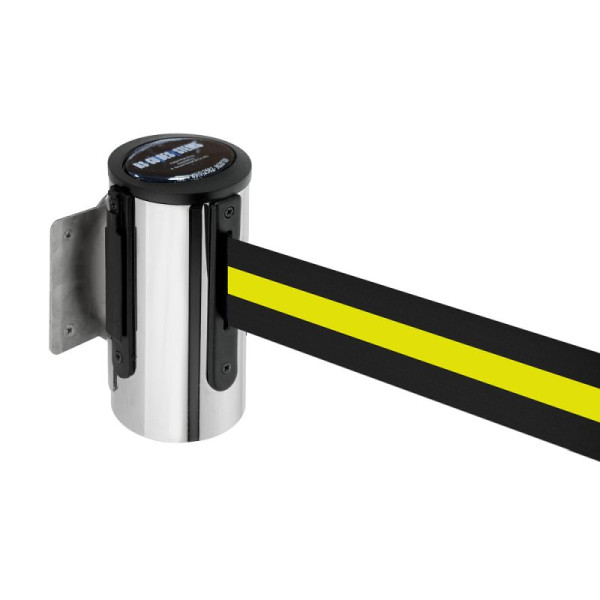 Stein HGS HGS wandriemcassette -P-Line Future-, chroom, zwart/geel/zwart horizontaal (gestreept), met riemeindstuk (standaard), 12850g-0502
