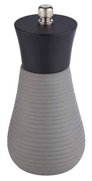 APS zoutmolen -ELEMENT-, Ø 7,5 cm, hoogte: 15,5 cm, beton, hout, kleur: grijs/zwart, molen van roestvrij staal, 40558