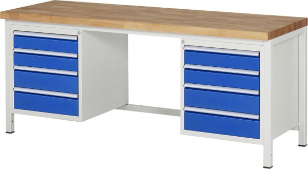 RAU werkbank serie 8000 - frameconstructie (gelast frame), 9 x laden, 2000x840x700 mm, 03-8181A1-207B4S.11