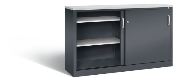 C+P dressoir met schuifdeuren Acurado, H1000xB1600xD400mm, kleur: zwartgrijs, beugelgreep, 2146-00 S10155