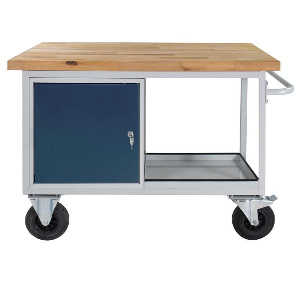ADB verrijdbare werkbank "type tafelwagen", 1 deur, plank, 840x1300x600 mm, tafelwagen: lichtgrijs, RAL 7035, deur/laden: antracietgrijs (RAL 7016), 44743