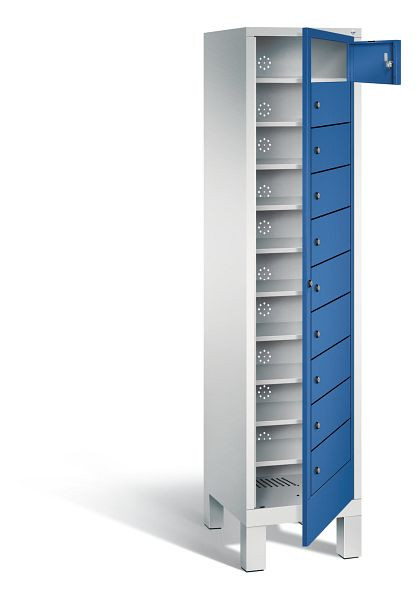 C+P wasverzamelkast Evolo, H1850xB420xD500mm, kleur: lichtgrijs / gentiaanblauw, 48060-110 S10009