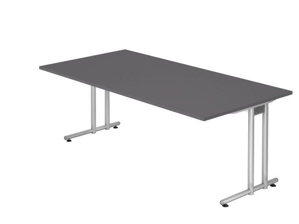 Hammerbacher bureau C-onderstel 200x100cm grafiet/zilver, werkhoogte 72 cm, VNS2E/G/S