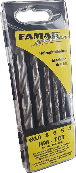 Famag houtboren, hardmetaal, 5 stuks in cassette: Ø 4, 5, 6, 8, 10 mm, 1593.845.00
